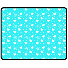 Hearts And Star Dot Blue Double Sided Fleece Blanket (medium)  by snowwhitegirl