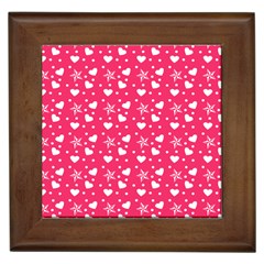 Hearts And Star Dot Pink Framed Tiles by snowwhitegirl