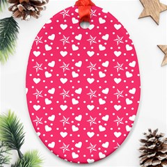 Hearts And Star Dot Pink Ornament (oval) by snowwhitegirl