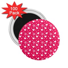 Hearts And Star Dot Pink 2 25  Magnets (100 Pack)  by snowwhitegirl