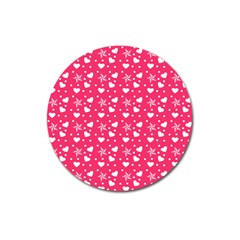 Hearts And Star Dot Pink Magnet 3  (round) by snowwhitegirl