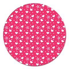 Hearts And Star Dot Pink Magnet 5  (round) by snowwhitegirl