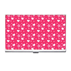 Hearts And Star Dot Pink Business Card Holders by snowwhitegirl