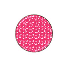 Hearts And Star Dot Pink Hat Clip Ball Marker (4 Pack) by snowwhitegirl