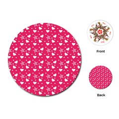 Hearts And Star Dot Pink Playing Cards (round)  by snowwhitegirl