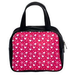 Hearts And Star Dot Pink Classic Handbag (two Sides) by snowwhitegirl