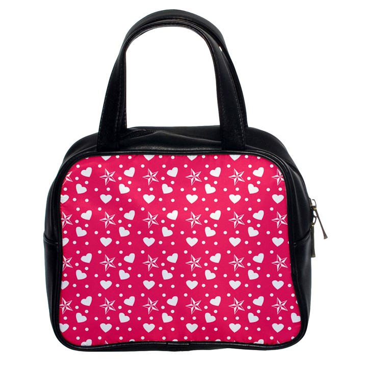 Hearts And Star Dot Pink Classic Handbag (Two Sides)