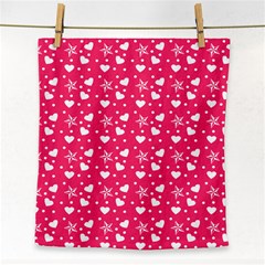 Hearts And Star Dot Pink Face Towel by snowwhitegirl