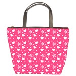 Hearts And Star Dot Pink Bucket Bag Front