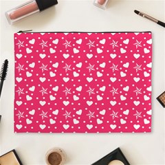 Hearts And Star Dot Pink Cosmetic Bag (xl) by snowwhitegirl