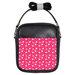 Hearts And Star Dot Pink Girls Sling Bag by snowwhitegirl