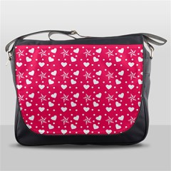 Hearts And Star Dot Pink Messenger Bag by snowwhitegirl