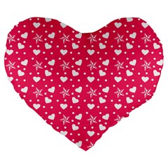 Hearts And Star Dot Pink Large 19  Premium Heart Shape Cushions by snowwhitegirl