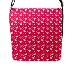 Hearts And Star Dot Pink Flap Closure Messenger Bag (l) by snowwhitegirl