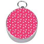 Hearts And Star Dot Pink Silver Compasses Front