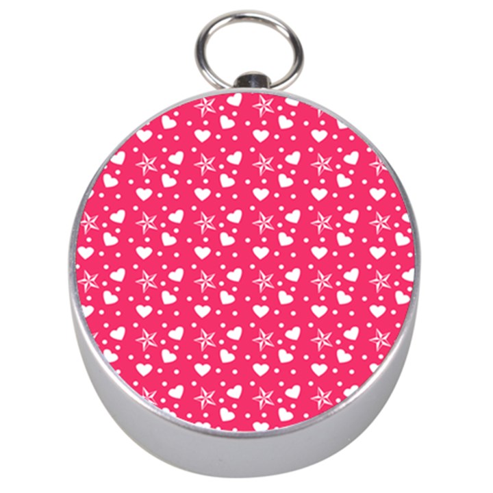 Hearts And Star Dot Pink Silver Compasses