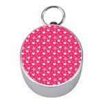 Hearts And Star Dot Pink Mini Silver Compasses Front