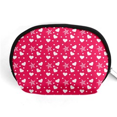 Hearts And Star Dot Pink Accessory Pouch (medium) by snowwhitegirl