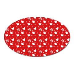 Hearts And Star Dot Red Oval Magnet by snowwhitegirl