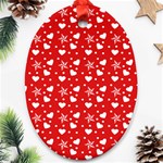 Hearts And Star Dot Red Oval Ornament (Two Sides) Front