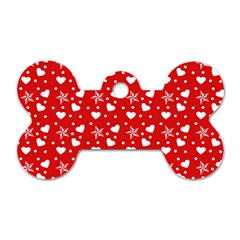 Hearts And Star Dot Red Dog Tag Bone (one Side) by snowwhitegirl