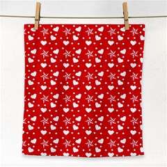 Hearts And Star Dot Red Face Towel by snowwhitegirl