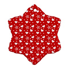 Hearts And Star Dot Red Ornament (snowflake)