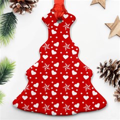 Hearts And Star Dot Red Christmas Tree Ornament (two Sides) by snowwhitegirl