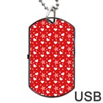 Hearts And Star Dot Red Dog Tag USB Flash (Two Sides) Front