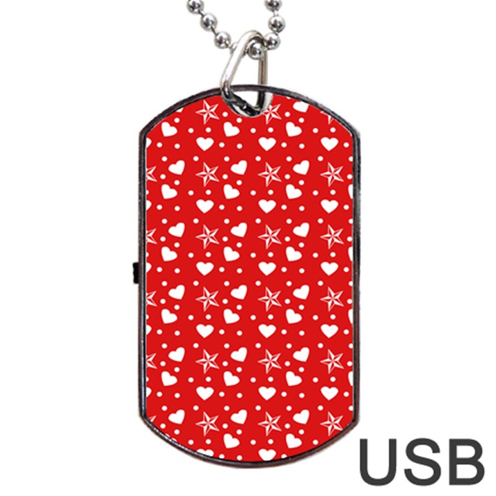 Hearts And Star Dot Red Dog Tag USB Flash (Two Sides)