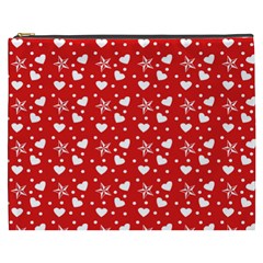 Hearts And Star Dot Red Cosmetic Bag (xxxl) by snowwhitegirl