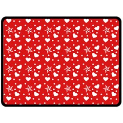 Hearts And Star Dot Red Double Sided Fleece Blanket (large) 