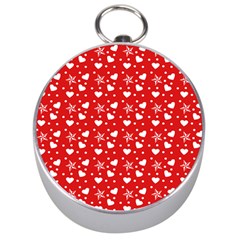 Hearts And Star Dot Red Silver Compasses by snowwhitegirl