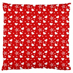 Hearts And Star Dot Red Large Flano Cushion Case (one Side) by snowwhitegirl