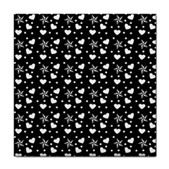 Hearts And Star Dot Black Tile Coasters by snowwhitegirl