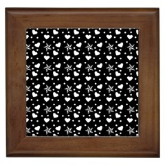 Hearts And Star Dot Black Framed Tiles by snowwhitegirl