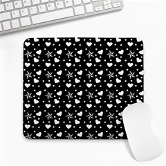 Hearts And Star Dot Black Large Mousepads by snowwhitegirl