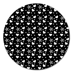 Hearts And Star Dot Black Magnet 5  (round) by snowwhitegirl