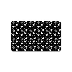 Hearts And Star Dot Black Magnet (name Card) by snowwhitegirl