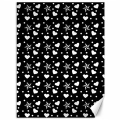 Hearts And Star Dot Black Canvas 36  X 48   by snowwhitegirl