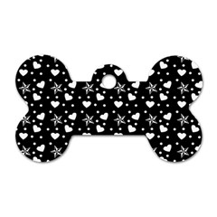 Hearts And Star Dot Black Dog Tag Bone (one Side) by snowwhitegirl