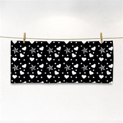 Hearts And Star Dot Black Hand Towel by snowwhitegirl