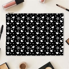 Hearts And Star Dot Black Cosmetic Bag (xl) by snowwhitegirl