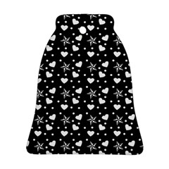 Hearts And Star Dot Black Ornament (bell)