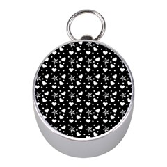 Hearts And Star Dot Black Mini Silver Compasses by snowwhitegirl