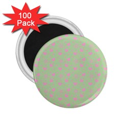 Hearts And Star Dot Green 2 25  Magnets (100 Pack) 