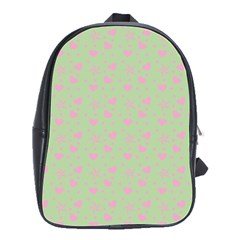 Hearts And Star Dot Green School Bag (large) by snowwhitegirl