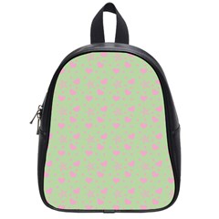 Hearts And Star Dot Green School Bag (small) by snowwhitegirl