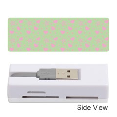 Hearts And Star Dot Green Memory Card Reader (stick) by snowwhitegirl