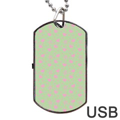 Hearts And Star Dot Green Dog Tag Usb Flash (one Side) by snowwhitegirl